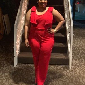 Red Bow Tie Jumpsuit